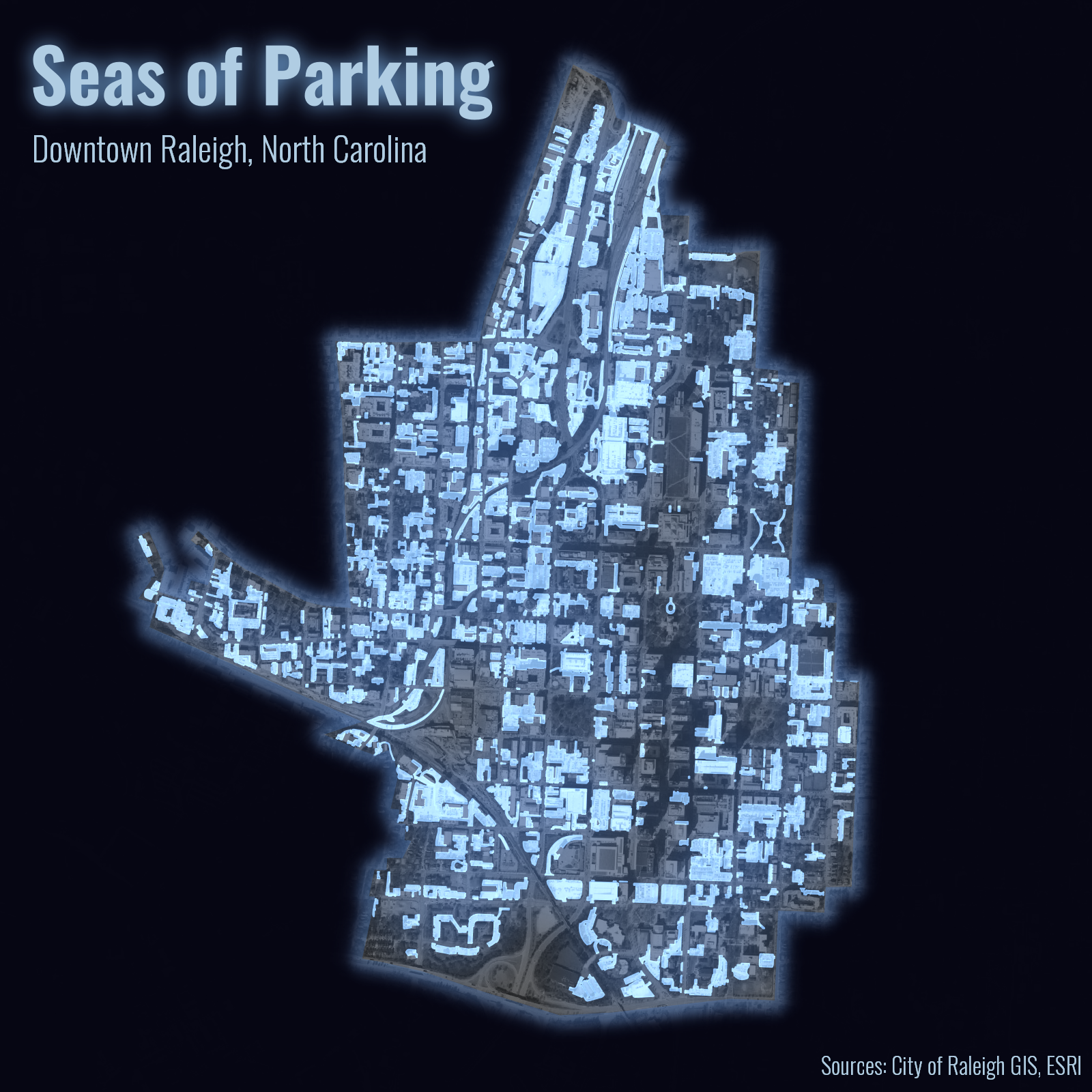 Seas of Parking in Downtown Raleigh, North Carolina